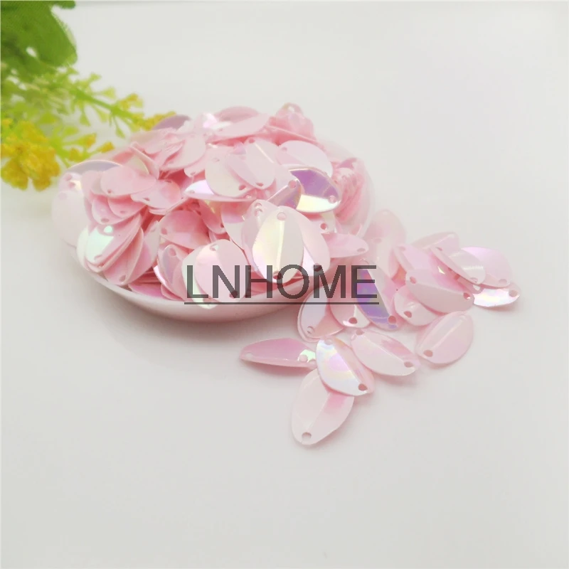 1000pcs 8*13mm Cup Oval Folded Sequins Horse Eyes Shape For Crafts Paillettes Wedding Sewing Accessories Light Pink AB Spangles