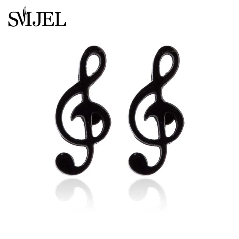 SMJEL Mini Music Earrings Stainless Steel Lovely Small Ear Studs for Women Charm Musical Note Earring Jewelry gift Brincos Mujer