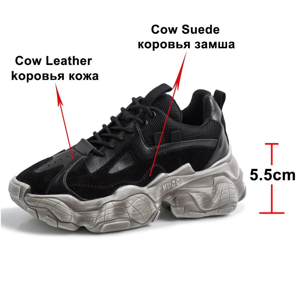 Meotina Spring Shoes Women Sneakers Natural Genuine Leather Flat Platform Shoes Casual Lace Up Round Toe Shoes Ladies Size 35-42