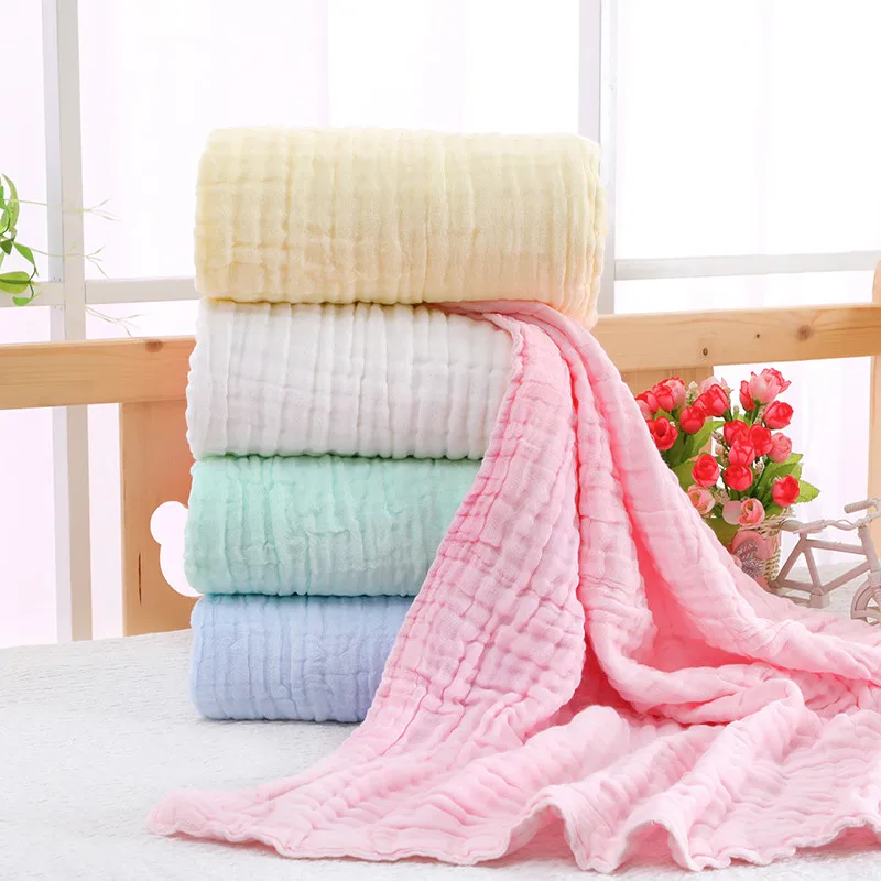 COSPOT Newborn Muslin Blanket Infant 100% Natural Cotton 6 Layers Gauze Bath Towel Baby Swaddle Blankets Hold Wraps 48F