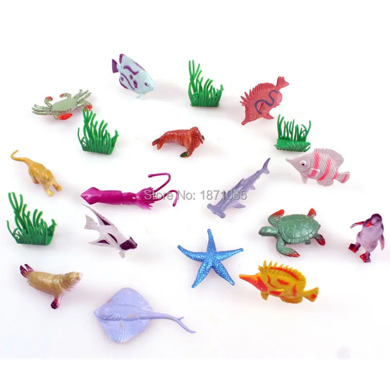 16Pcs Anime 2Inch Marine Life Sea Animal Set PVC Fish Octopus Penguin Children Gift Dolphin Turtle Crab Model Toys