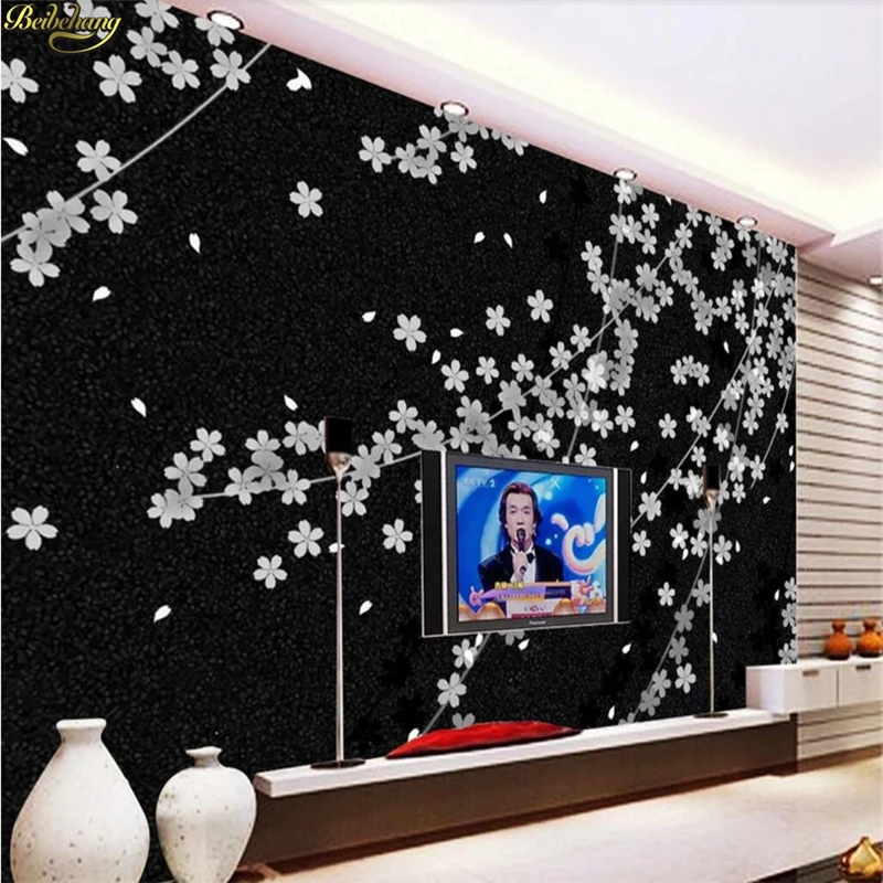 

beibehang Custom photo wallpaper mural modern minimalistic black flower background papel de parede wall papers home decor