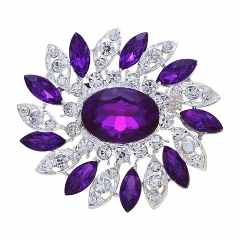 DIEZI New Bride Bouquet Summer Purple Brooch Jewelry Korean Flower Crystal Rhinestone Brooch Pins Brooches For Wedding Women