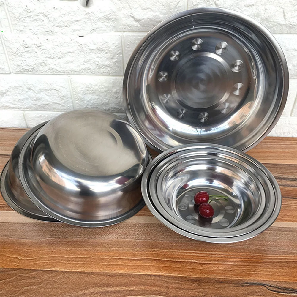 1pc 14cm - 24cm Stainless Steel Soup Bowls Multi-function Round Soup Pot Soup Palte Dishes Kitchen Tools 6 different size