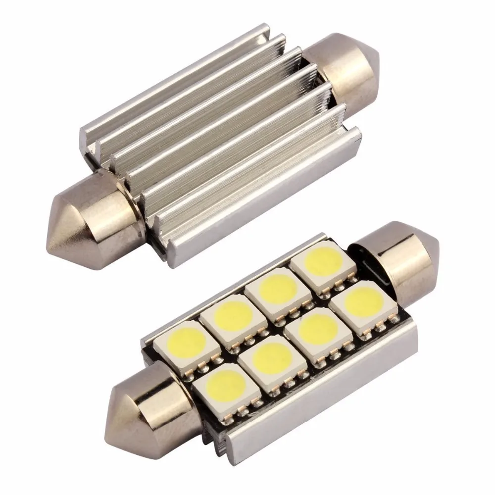 Free Shipping 10pcs AMPOULE A LED SMD C5W C10W 39mm 42mm NAVETTE BLANC ANTI ERREUR ODB 12V