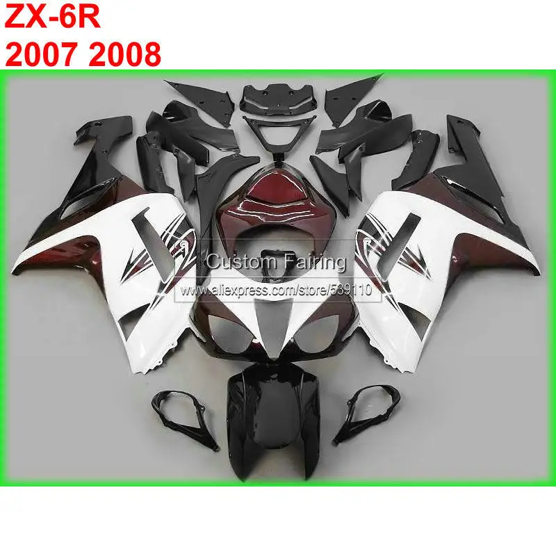 

nice white fairing kit for Kawasaki zx6r zx 6r Ninja 07 08 2007 2008 free custom fairings TP70