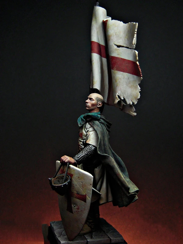 Unassambled  1/24 75MM Templar Standard ancient , 75mm (WITH BASE )  Historical  Resin figure miniature model Unpainted