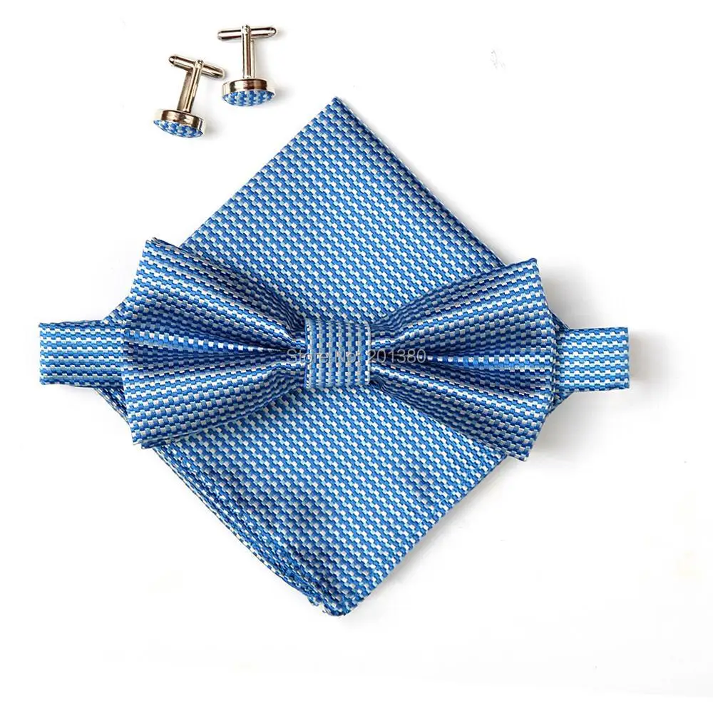 2019 fashion grip bow tie sets for men hanky cufflinks butterfly Pocket towel 10colors