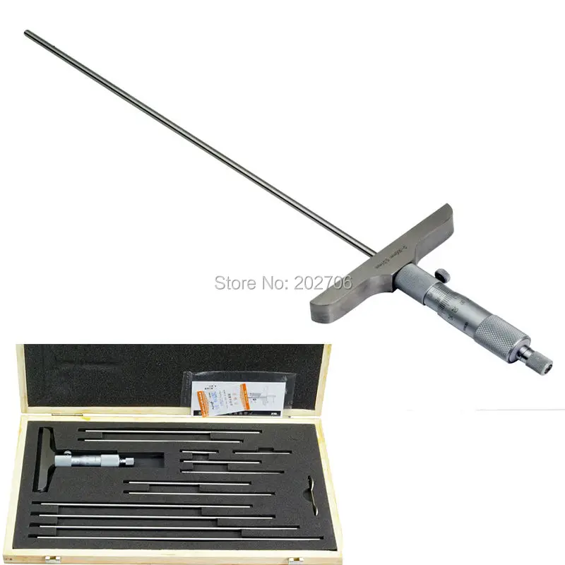 Xibei brand  0-300mm Depth Micrometer with 12pcs depth rods depth measuring tools