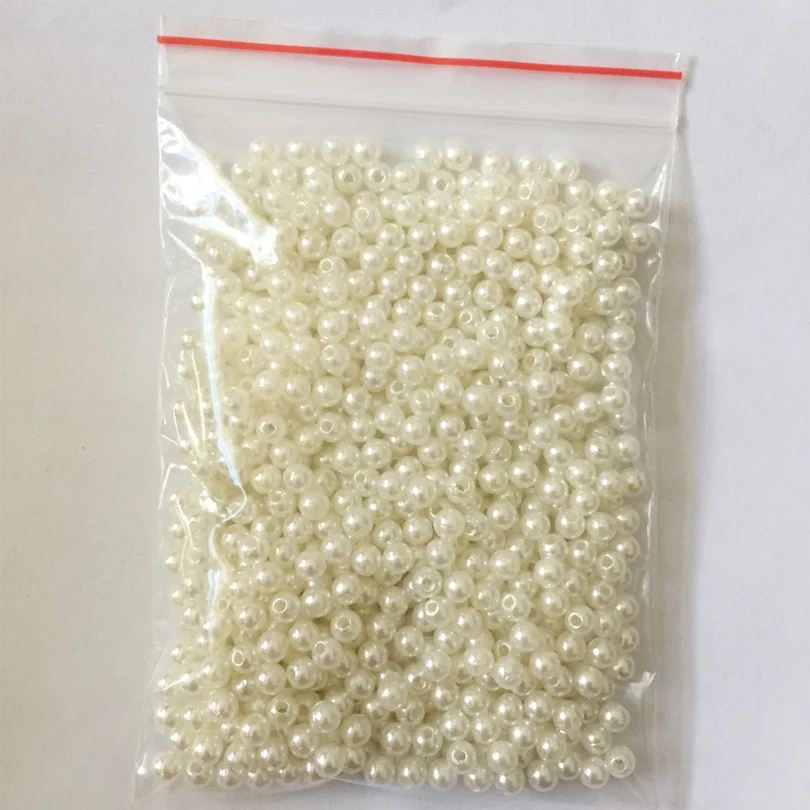 Pearlized Ivory White ABS Imitation Pearl Bead Small Round Ball DIY Kids Jewelry Craft for Decorations Material