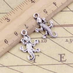 20pcs Charms Gecko Lizard 25x15mm Tibetan Bronze Silver Color Pendants Antique Jewelry Making DIY Handmade Craft