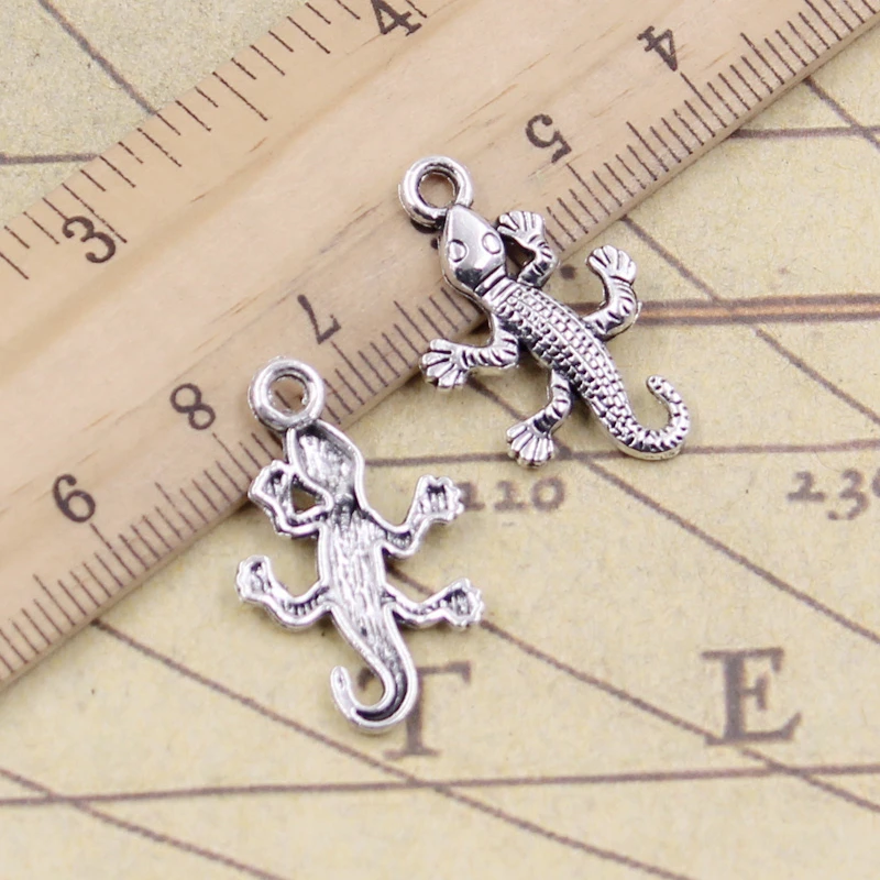 20 sztuk Charms Gecko jaszczurka 25x15mm tybetański brąz srebrny kolor wisiorki antyczny tworzenia biżuterii DIY Handmade Craft