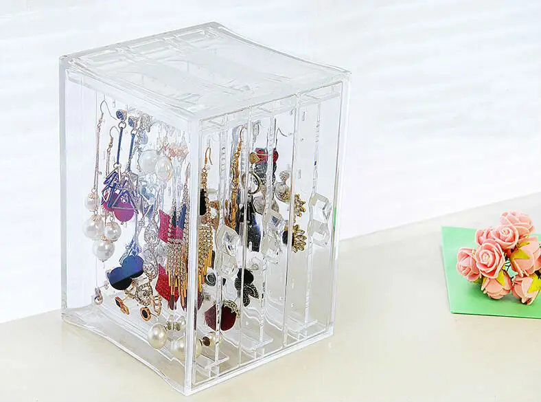 New Fasion PS Material Jewelry Display Holds Up Earrings Holder and Jewellery Organizer Showcase Stand Box Drawer Design Shape