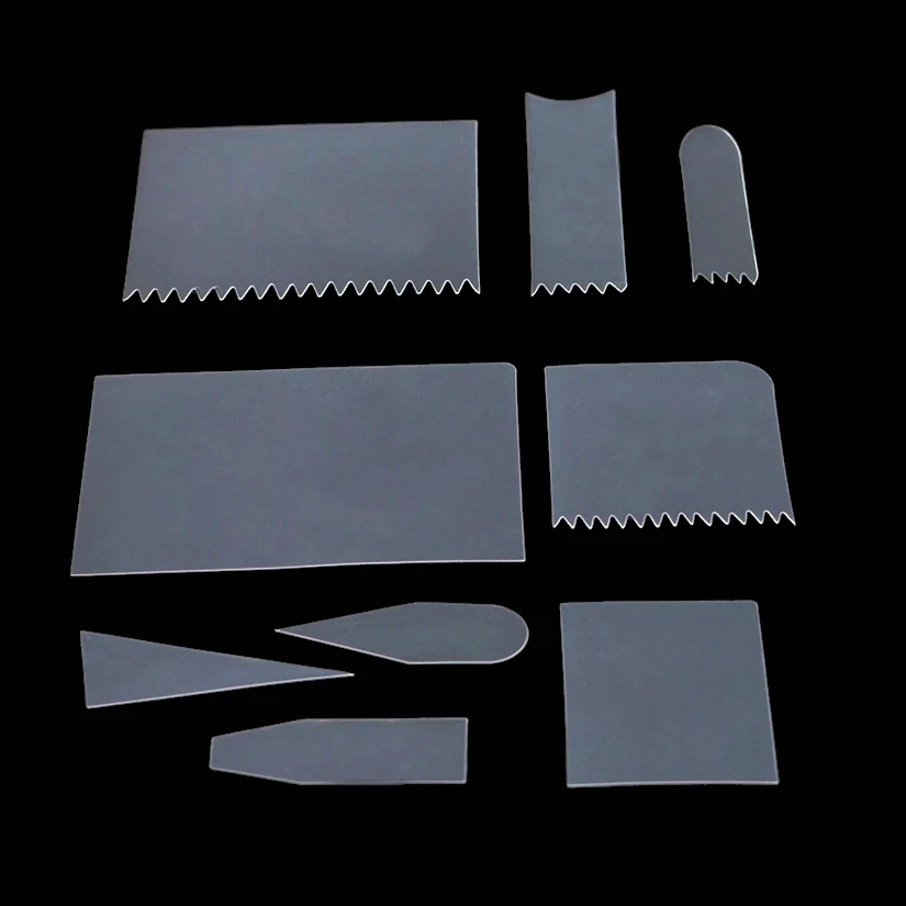 9 Pcs/set Cake Scraper Fondant Mousse Cream Spatula Edge Smoother Cupcake Cake Cutter Pastry Mold Baking Decorating Tools