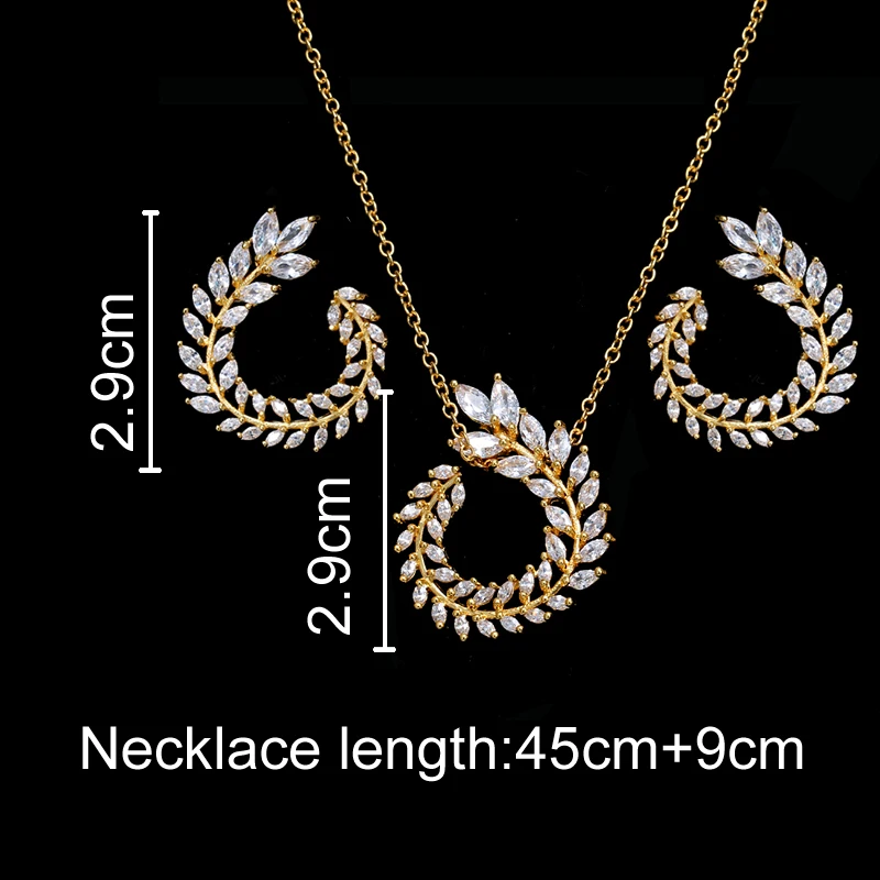 EMMAYA Trendy Women Pendant Necklace And Earrings Jewelry Sparkling AAA CZ Stone Jewelry Sets For Ladies