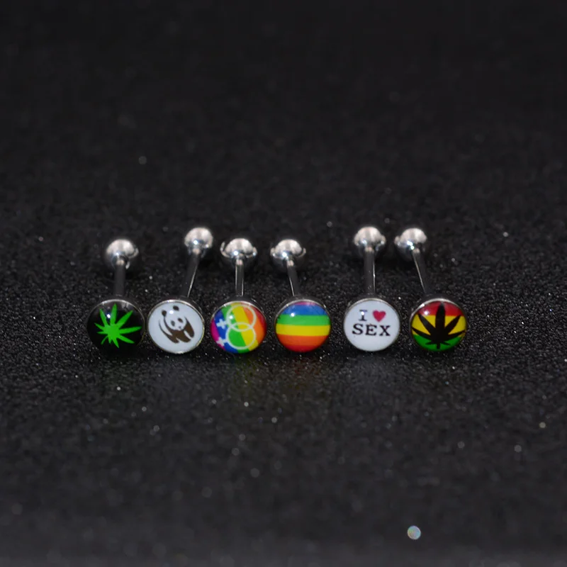 1Pc Unique Tree Design Tongue Pierced Nipple Ring Barbell Body Piercing Jewelry Percing Tongue Ring Studs Barbell Bars Ring