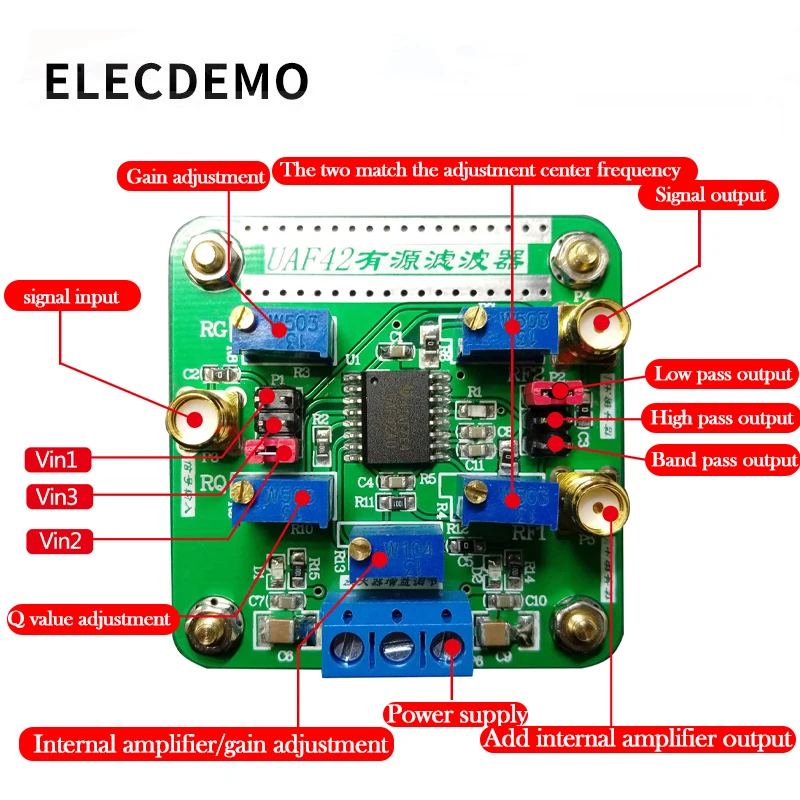 Picture 4: UAF42 high pass low pass bandpass filtering active filter module low pass filtering tunable filter