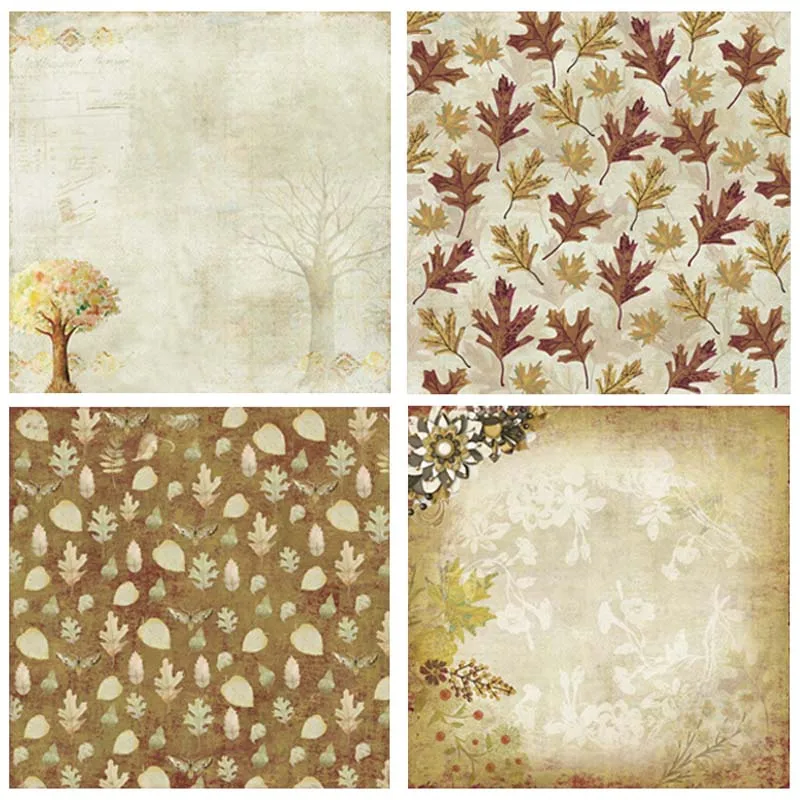 KLJUYP 24 Sheets Autumn Garden Scrapbooking Pads Paper Origami Art Background Paper Card Making DIY Scrapbook Paper Craft