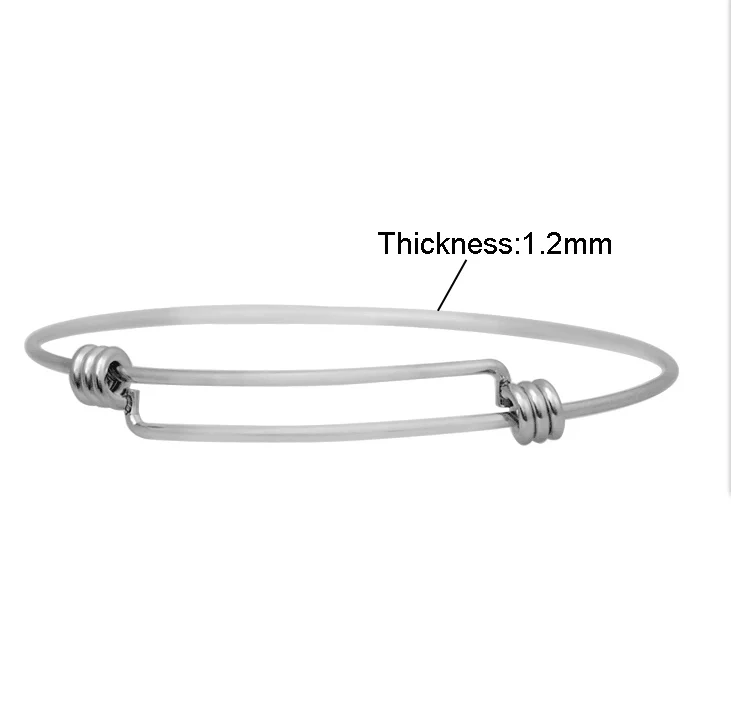 Hot Sale 20pcs/lot 1.2mm Thickness Stainless Steel Plain Expandable Wire Adjustable Size Bangle DIY Cuff Bracelet SCB-A001