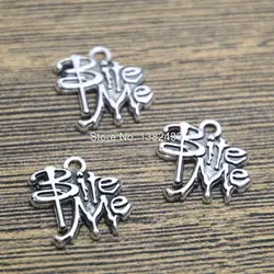 12pcs bite me Charms Antique Silver Plated bite me Charm pendant 17x17mm