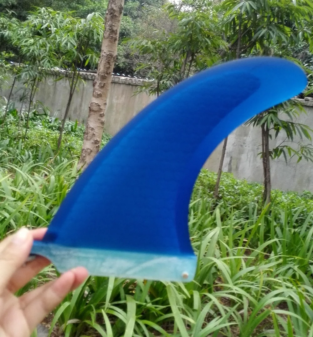 Blue Fiberglass honey comb 7 inch surf board fin 6\'\' 7 \'\' single US base top quality surf fins longboard center fin