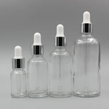 5ml~100ml Clear Glass Essential Oil Dropper Bottles Makeup Essence Bottle Cosmetic Refillable Packaging Bottles