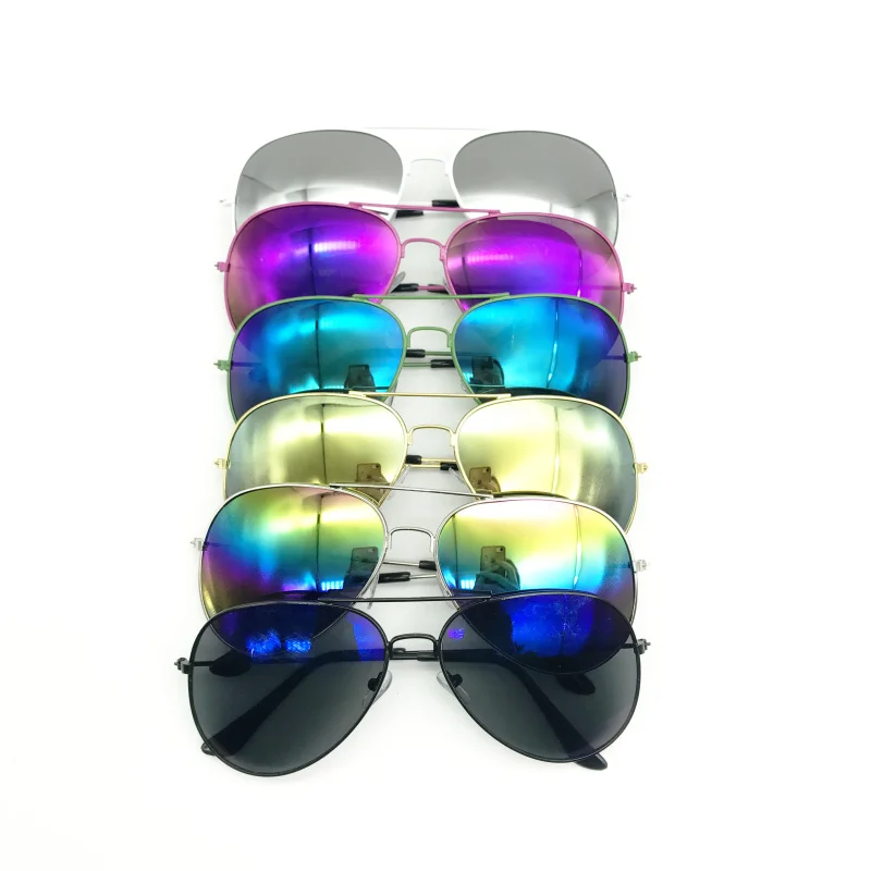 Metal Frame Mirrored Lense Pilot Sunglasses, Costume Glasses, 70's Style, Mix Color, Party Favors for Costumes, 24 Pack