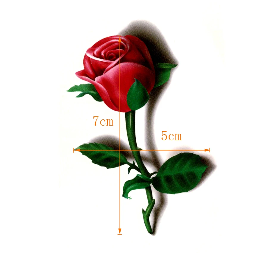 3D  Red Rose Waterproof Temporary Tattoos Men Beauty Flowers Harajuku Tatoo Sleeves Faux Tatouage Temporaire Femme Stickers