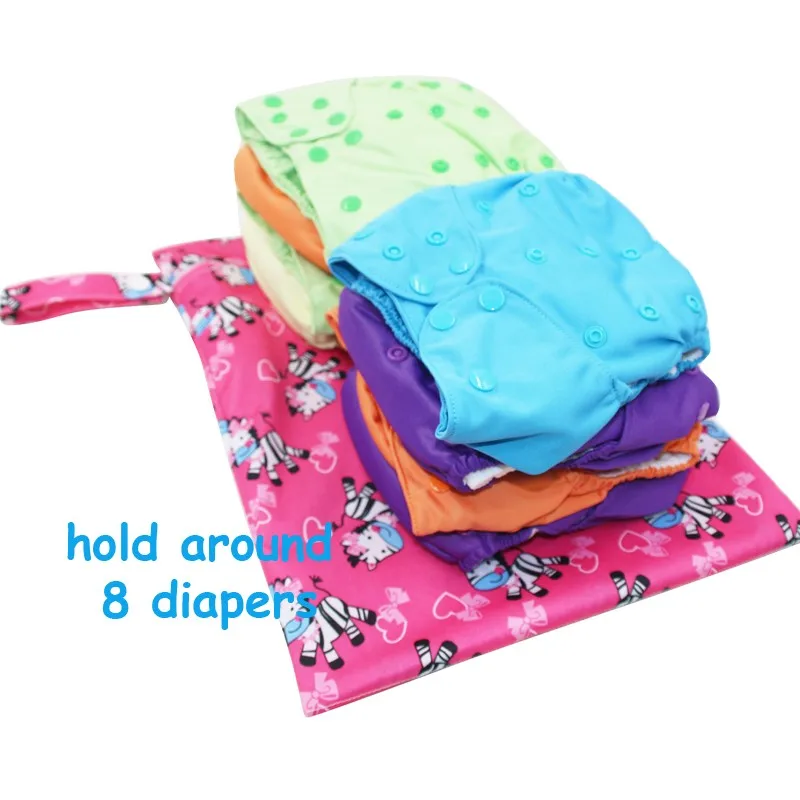 pororo Reusable Cloth Diaper Wet Dry Bags, size 30*40cm Two Zippered Waterproof Travel bag