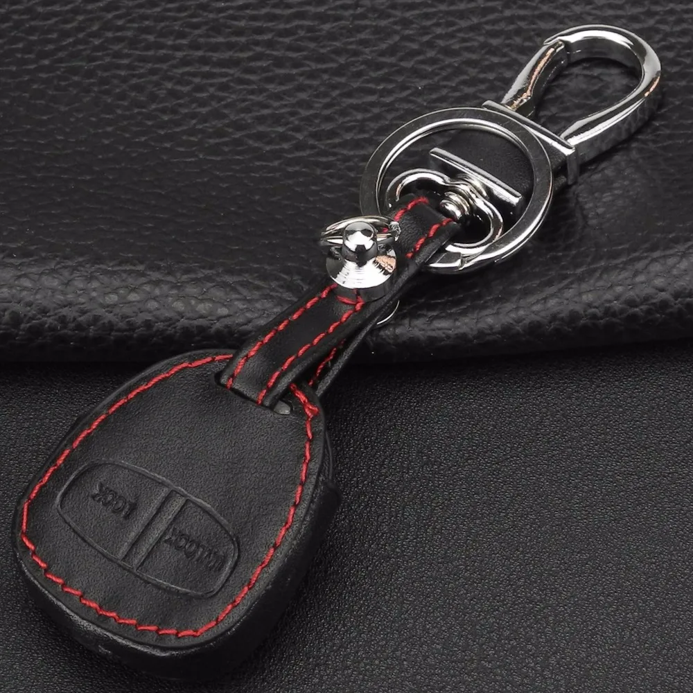 jingyuqin Remote Control Leather Key Cover Case For Mitsubishi outlander ex Lancer Asx Pajero 2 Button Car KeyChain