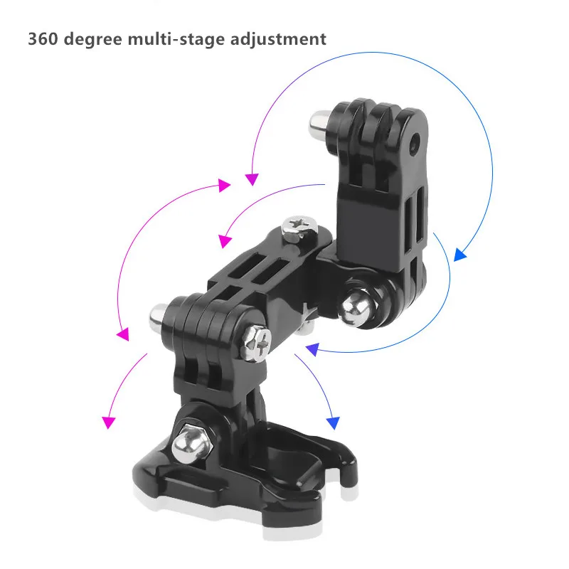 오토바이 헬멧 턱 브래킷 360 도 조정 가능한 홀더 Gopro 8 7 6 Dji Osmo 액션 카메라 용 곡선 접착 사이드 어댑터