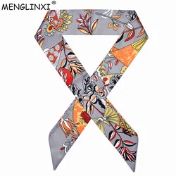 2023 New Fashion Head Scarf Luxury Brand Foulard Fan Floral Scarf For Women Silk Scarf Bag Becoration Scarves Silk Tie