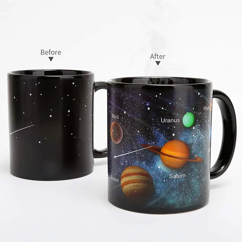 400ml Color Change Mug Solar System Earth Starry Sky Theme Creative Ceramic Coffee Cup Changing Color Birthday Gifts For Kids