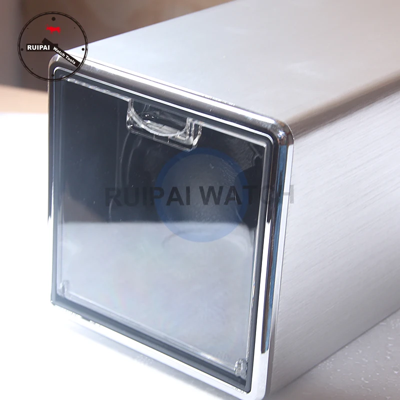 Silver metal wire-drawing Watch Winder Automatic Rotating Watch Winder Acrylic Top Cover Fashion Gift Watch Winder