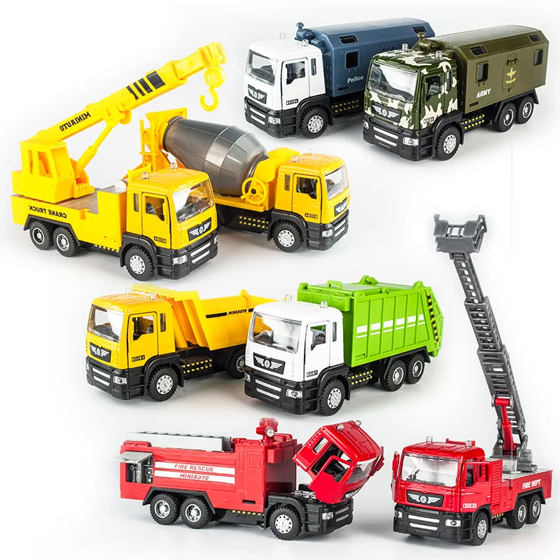 Mini Alloy engineering Car Tractor Toy Dump Truck Model Classic Toy Mini Gift For Boy Acousto-optic Cool Toy Car Simulation