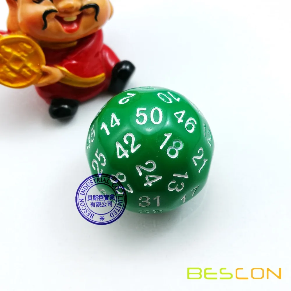 

Bescon Polyhedral Dice 50-sided Gaming Dice, D50 die, D50 dice, 50 Sides Dice, 50 Sided Cube of Green Color