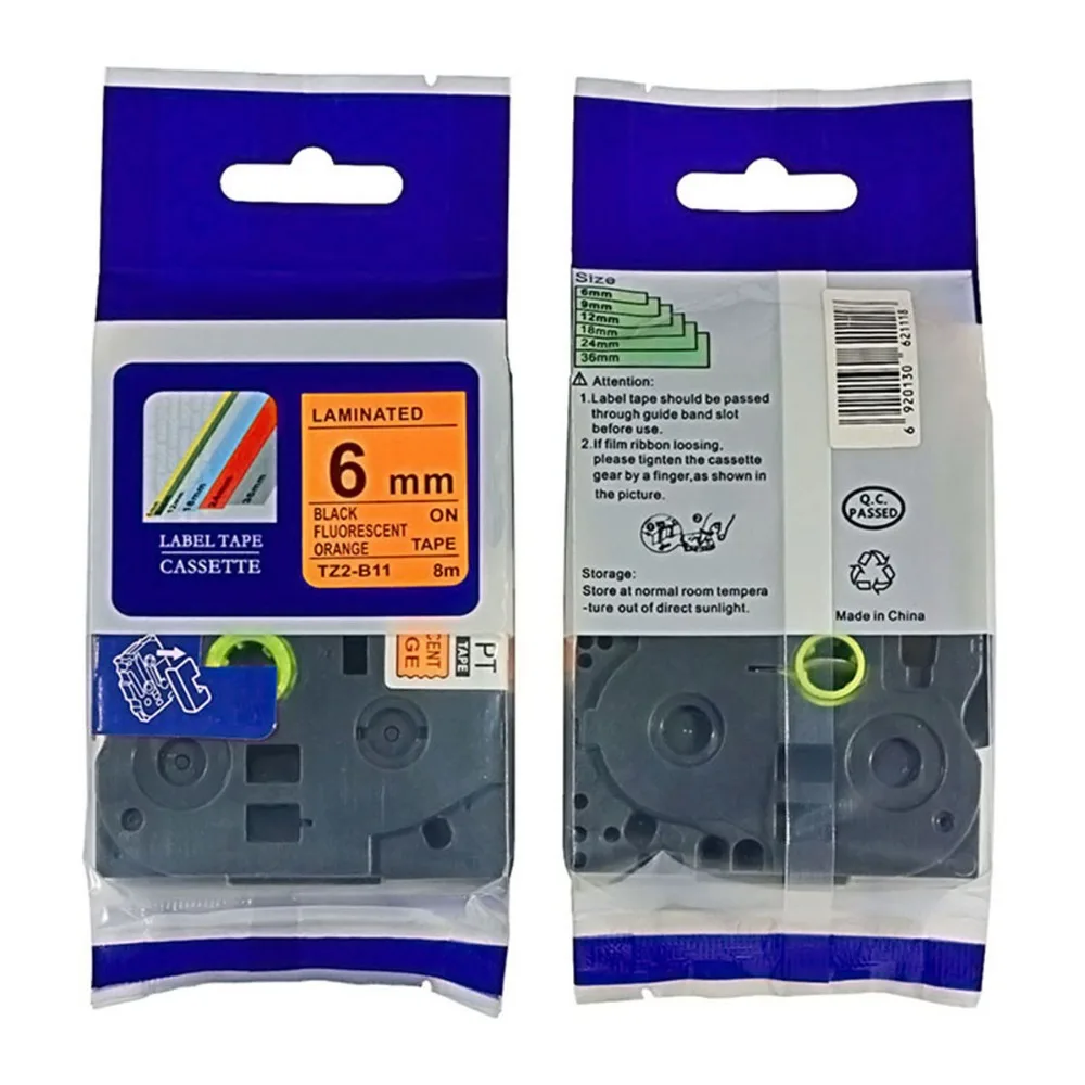 

Прямые продажи от производителя, совместимые с TZe-B11 Black on Flu.Оранжевые этикетки диаметром 6 мм для принтера этикеток Ptouch, идеальная совместимость