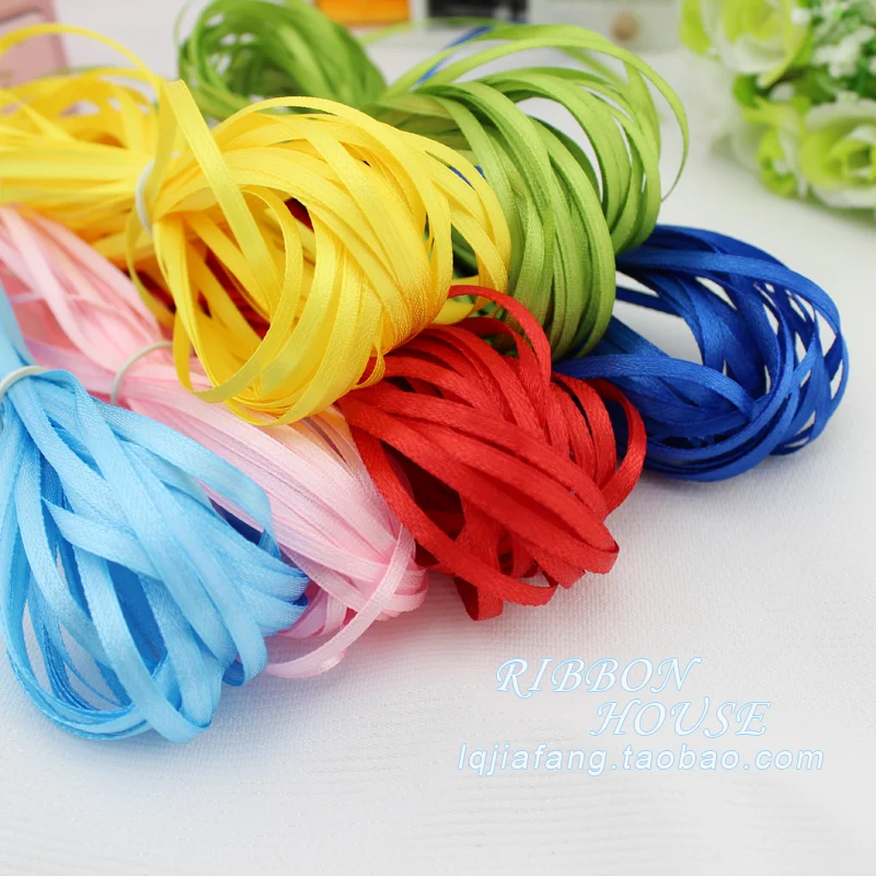 10meters/lot 3mm Satin silk ribbon manual DIY Handmade, small decorations, wedding cake box packaging box gift box  party gifts