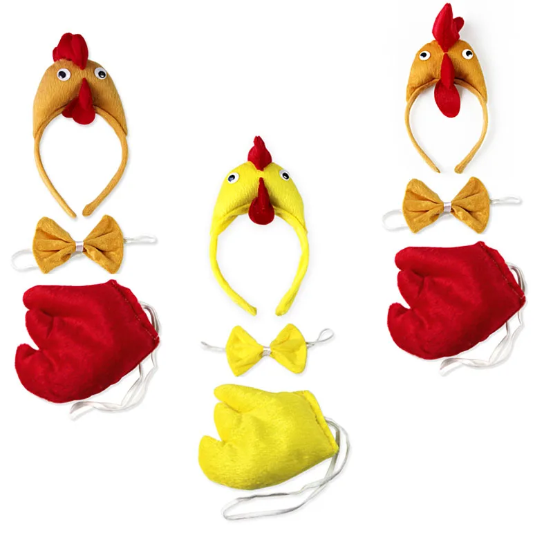 Kid women Halloween Cosplay Chicken hen cock  costume outfits set Headband Tail skirt tutu gloves Animal Cosplay Birthday Party