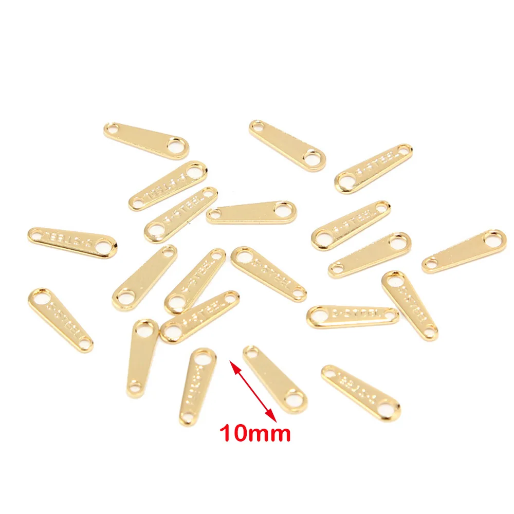 100 Stainless Steel Gold End Piece Bracelet Charms Terminators Extender Chain Zipper Ends Beads for DIY Jewelry Findings Necklac