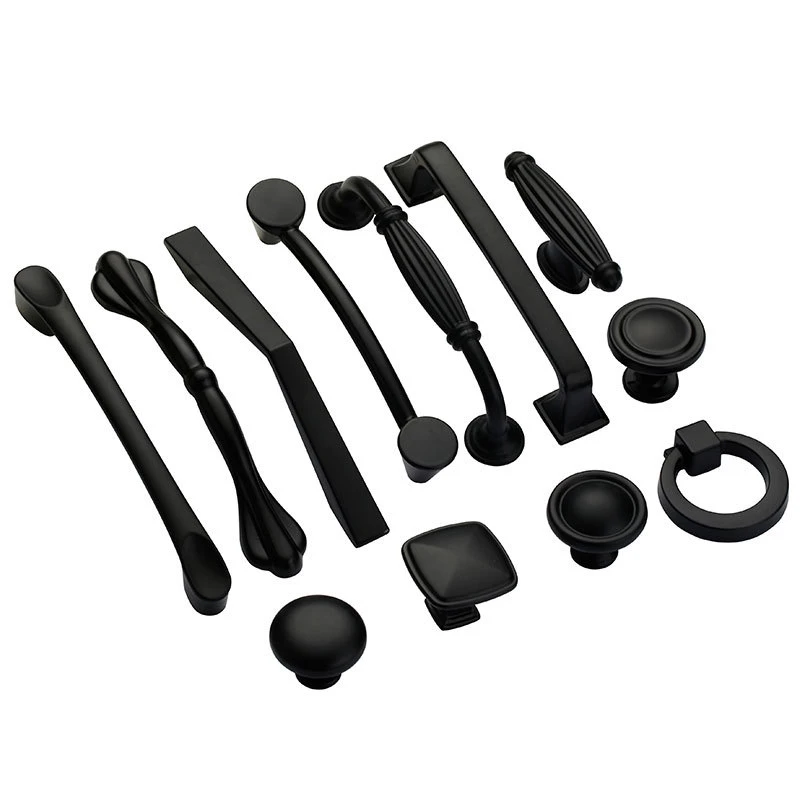 Black American Aluminium Alloy Door Handles Wardrobe Drawer Pull Kitchen Cabinet Knobs For Furniture Handle Hardware Accessories images - 6