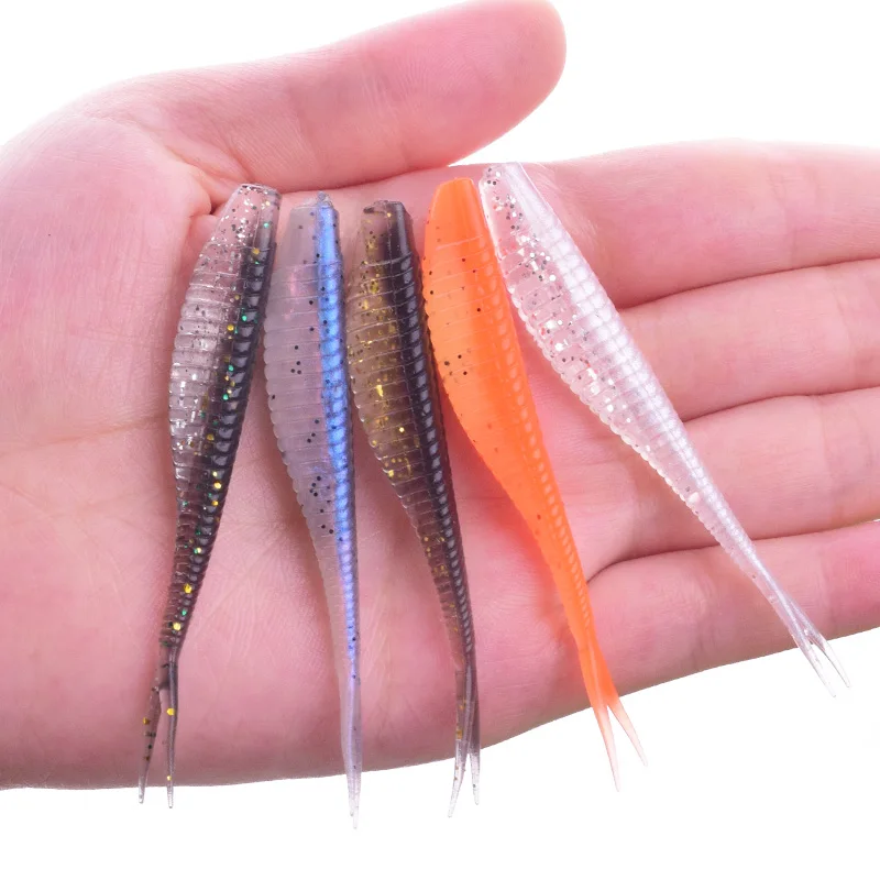 Proleurre 5pcs/lot Soft Easy Shiner Fishing Wobbler Lures 70mm 1.9g Soft Jig Baits Artificial Double Color Silicone Soft Bait