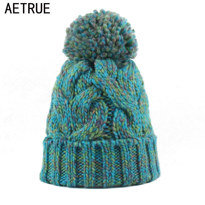 AETRUE Winter Beanies Women Knit Hat Winter Hats For Women Ladies Girls Caps Balaclava Pompom Bonnet Warm Skullies Beanies Hat