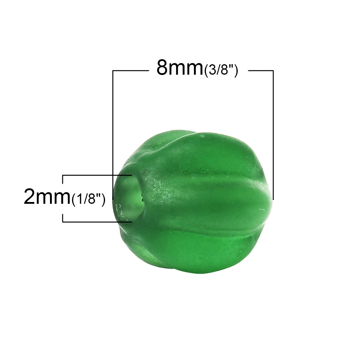 DoreenBeads Lampwork Glass Beads Pumpkin Shape Green Frosted About 8mm( 3/8