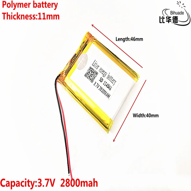 3.7V 2800mAh 114046 litowo-polimerowy akumulator li-po li-ion do Mp3 MP4 MP5 GPS