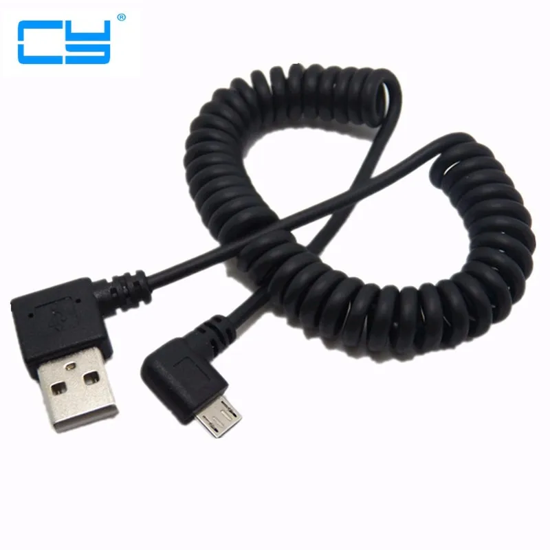 USB 90 Degree A Malmicro usb charging data cable bend left retractable spring line for Samsung phones oppo huawei xiaomi Mobile