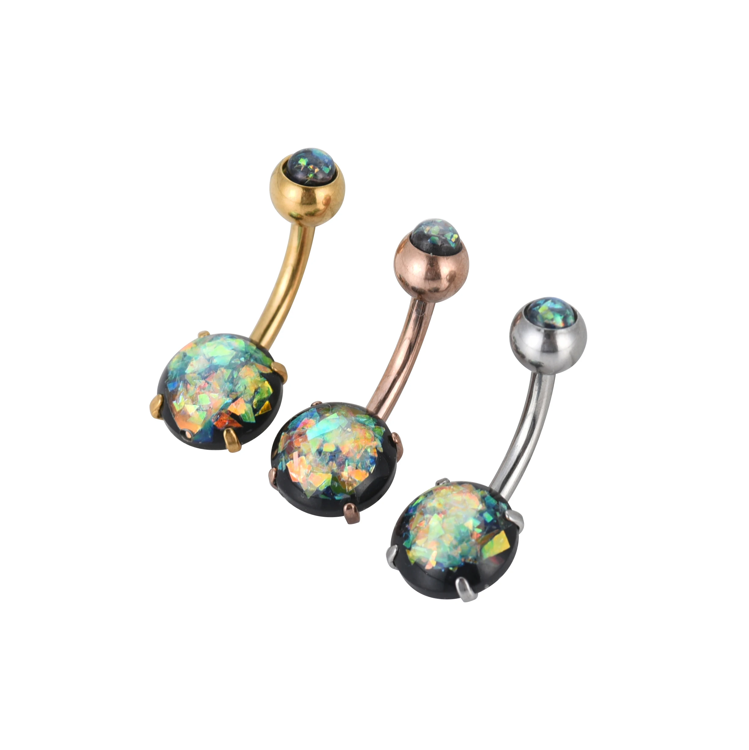 

50pcs Body Jewelry Piercing New Navel Belly Button Bar Navel Body Piercing 14g Free shippment Opal Resin Twist Navel Bar New