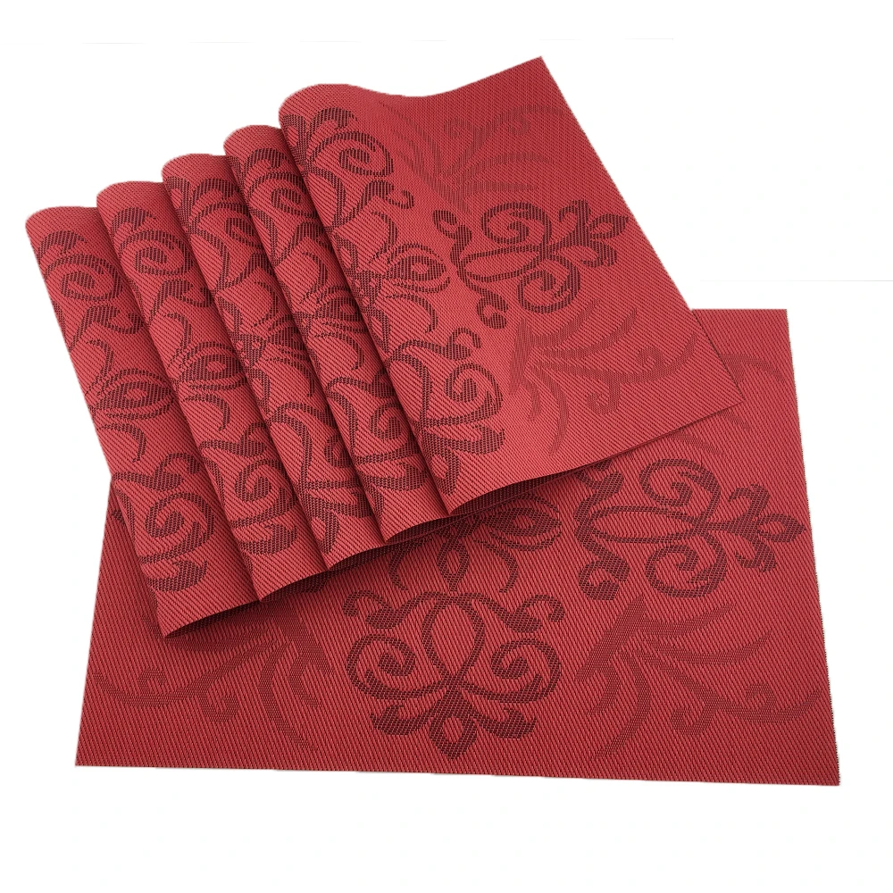 Luxury Set of 6 PVC Decorative Vinyl Placemats for Dining Table Runner Linen Place Mat in Cup Coaster Pad New Year