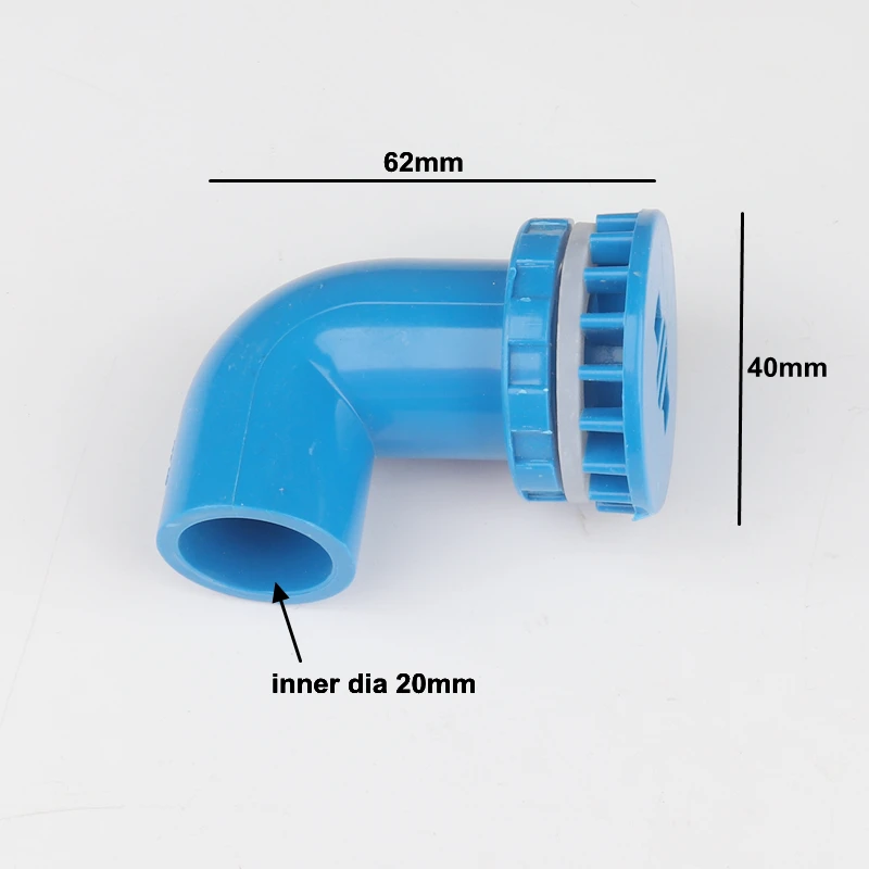 15pcs Inner Dia 20mm PVC 90 Degree Elbow Fish Tank Special PVC Fittings White/Grey/Blue PVC Strong Drainage Adapters