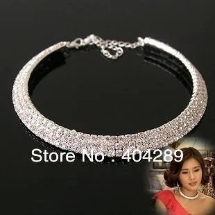 6pcs  Bride's Wedding Necklace 1 to 5 Rows Necklace Rhinestone Crystal CZ Necklace Free Shipping